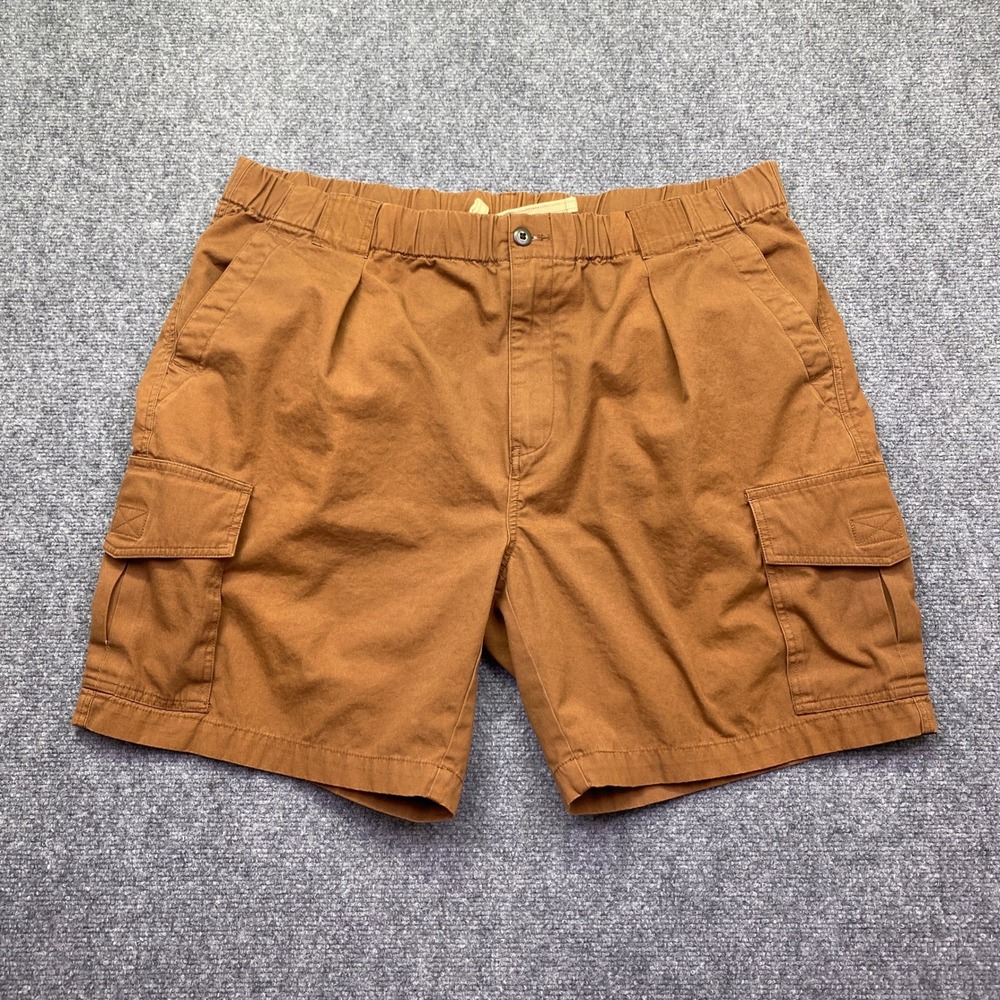 Tommy Bahama Relax Mens XL Brown Cotton Pleated‎ Cargo Shorts Tobacco Tropical